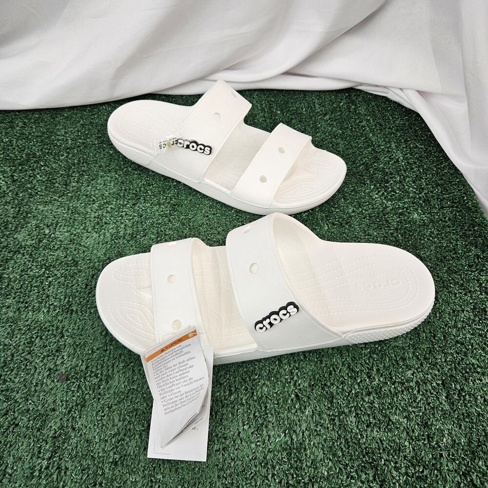 New Crocs Classic Mens Slides Size 13 Unisex Slip On Sandals White 206761-100